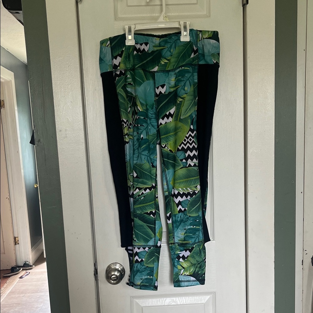 RBX Tropical Print Leggings with Black Waistband